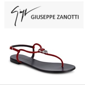 Giuseppe Zanotti Red Suede Embellished Sandals NWT